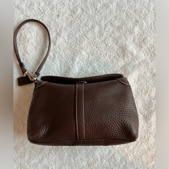 Coach Brown Pebble Leather Wristlet - Picture 2 of 4